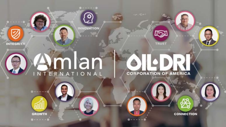 Oil-Dri and Amlan logos with team members graphic.