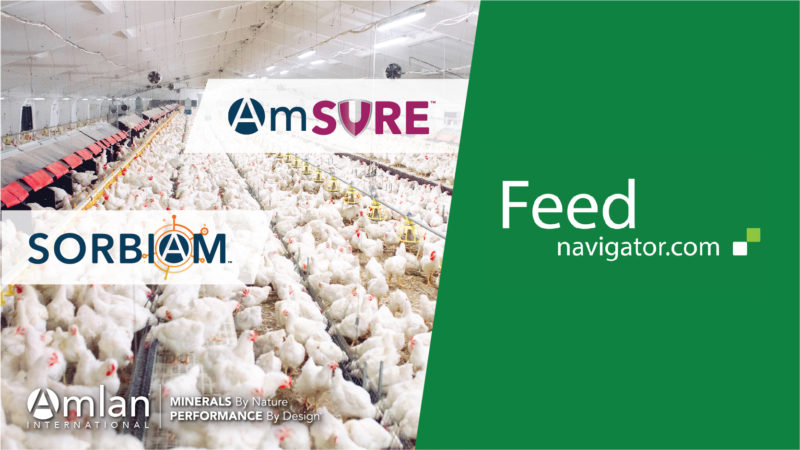 Poultry barn with Amsure and Sorbiam logos.